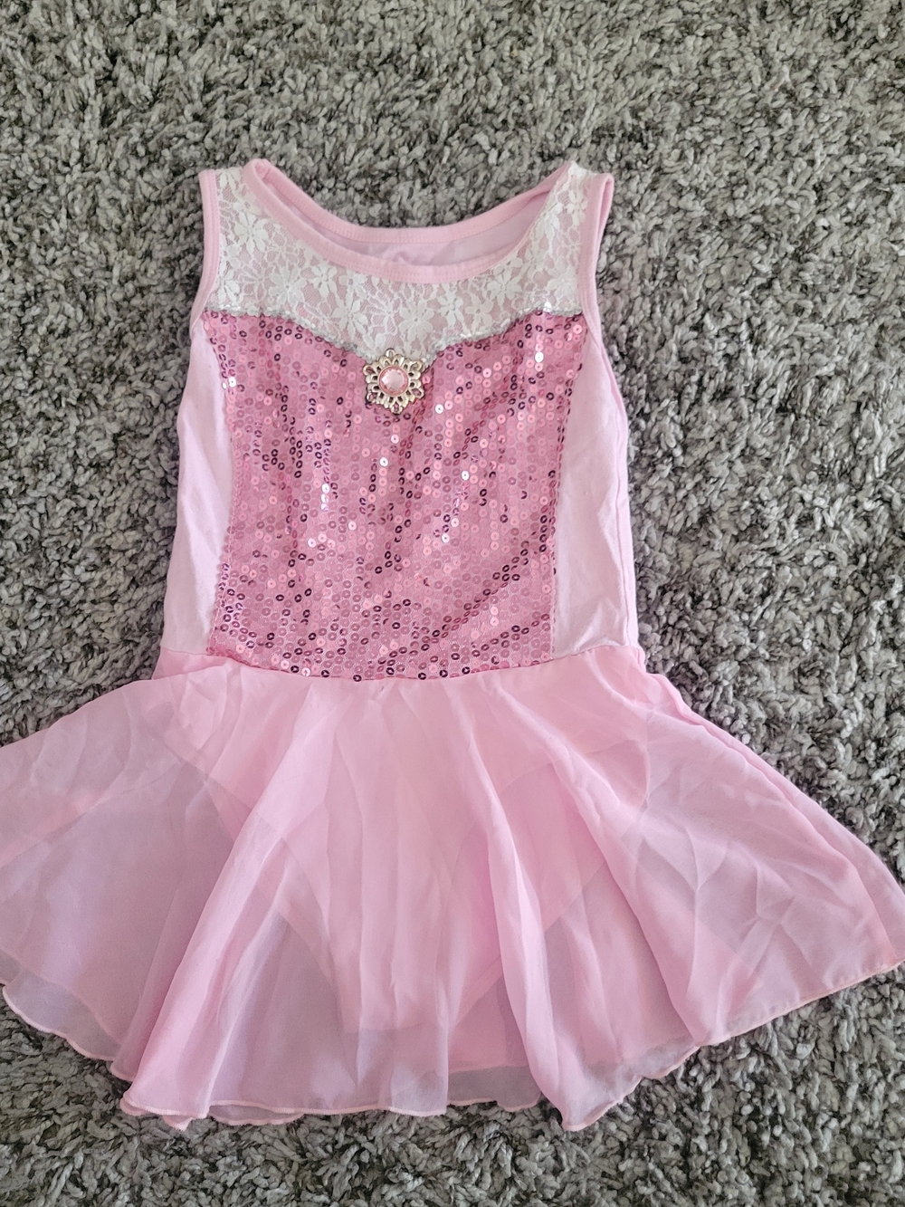 Pink Sequin Lace Dancewear Leotard Size 8 Aurora Style